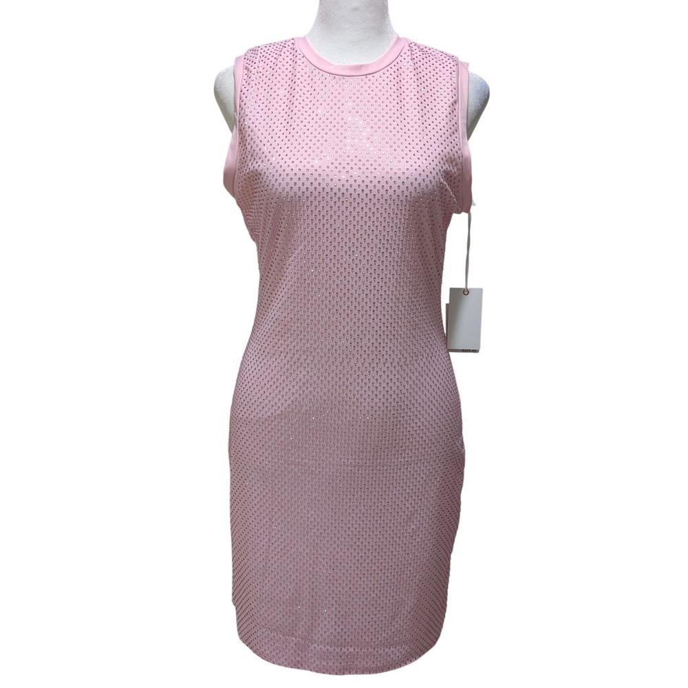 Good American Pink Rhinestone Sleeveless Stretch Party Glam Coquette Dress M